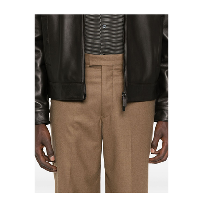 Brown Front Slash-Pockets Trousers