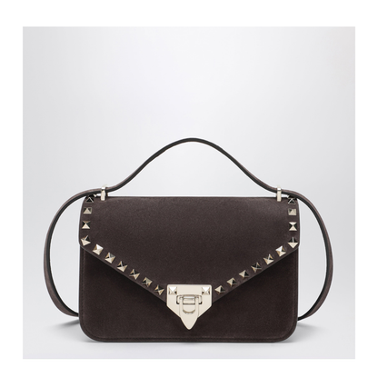 MAYFEYR - Valentino - Small Rockstud Crossbody Bag In Ebony Brown Suede - 9W2B0T76KQQ0TO