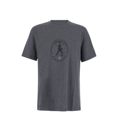 MAYFEYR - Brunello Cucinelli - Grey T Shirt With Printed Logo - M0B138519C080