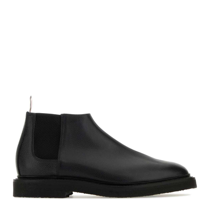 MAYFEYR - Thom Browne - Black Leather Ankle Boots - MFB224B06257001