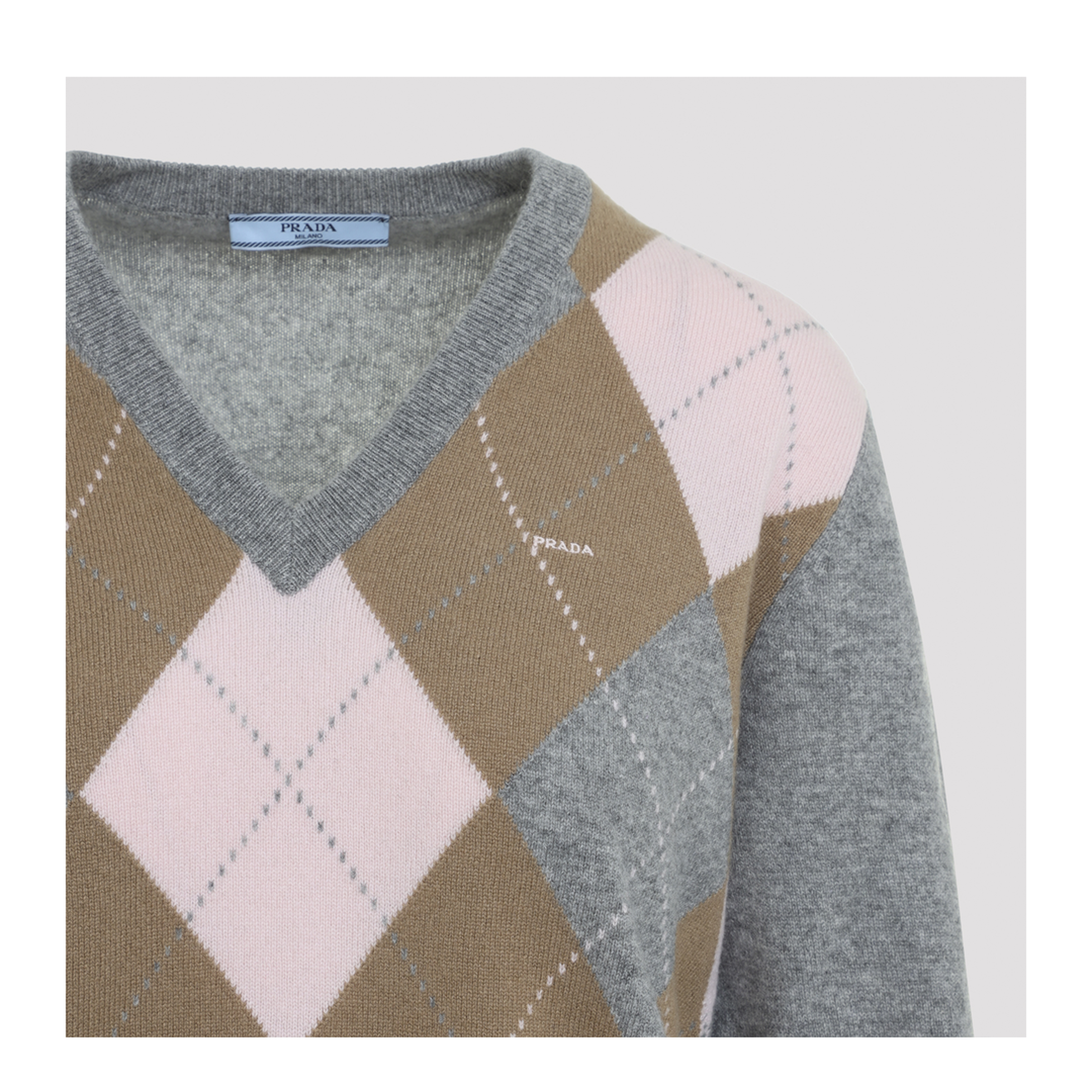 MAYFEYR - Prada - Argyle V-Neck Sweater - P24G3QSOOO6519F0LPX