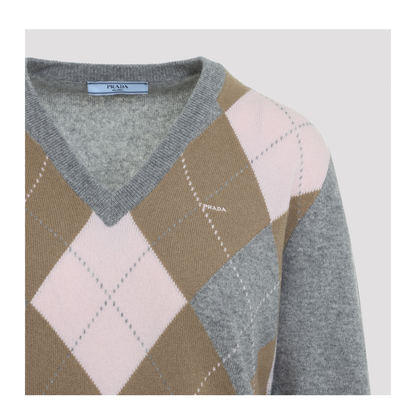 MAYFEYR - Prada - Argyle V-Neck Sweater - P24G3QSOOO6519F0LPX