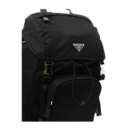 Navy Re-Nylon And Saffiano Leather Backpack