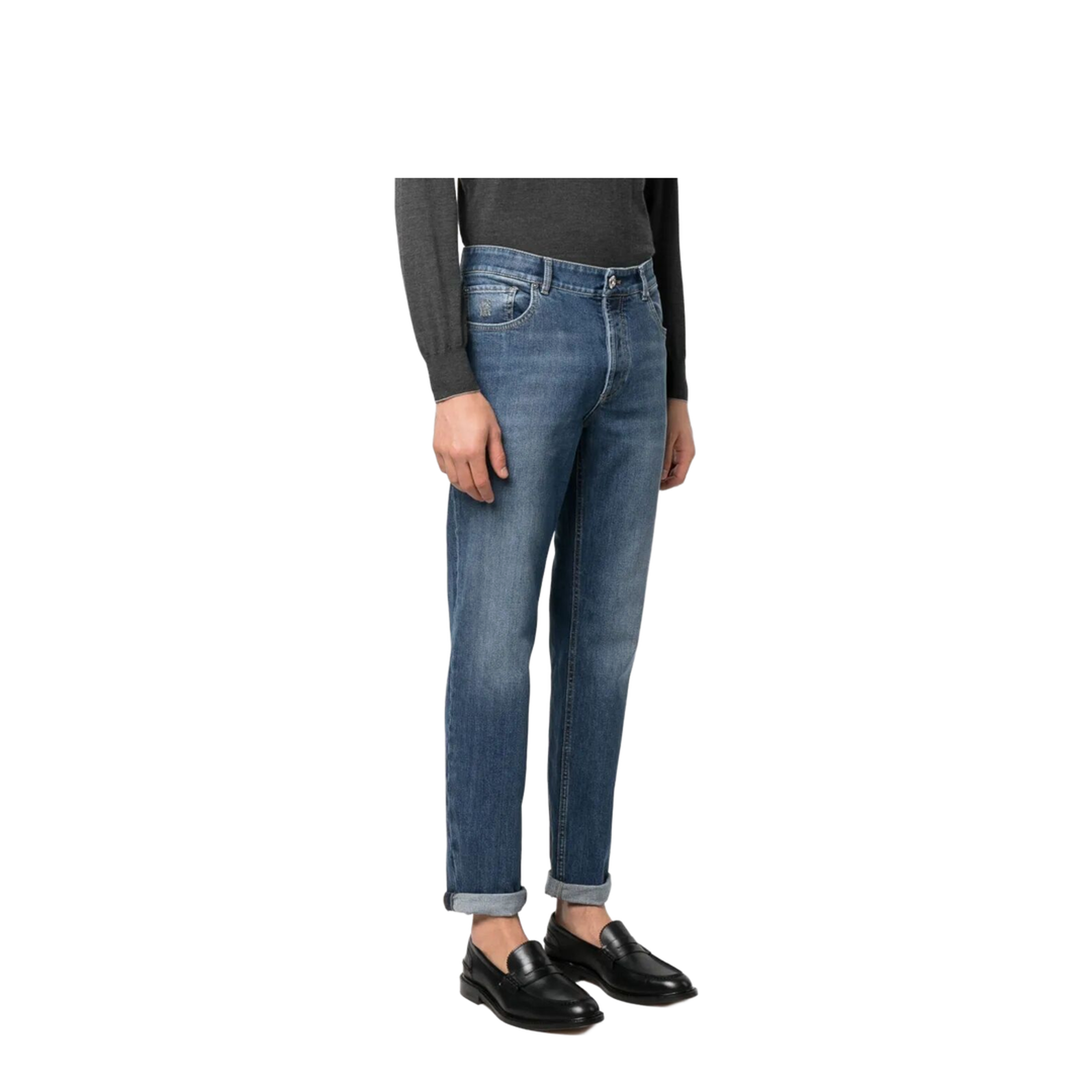 Logo Embroidery Stretch Jeans