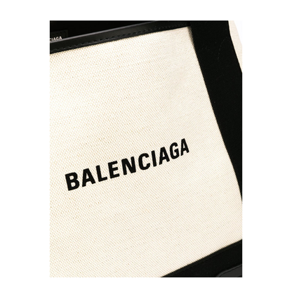 Navy Small Cabas in Beige