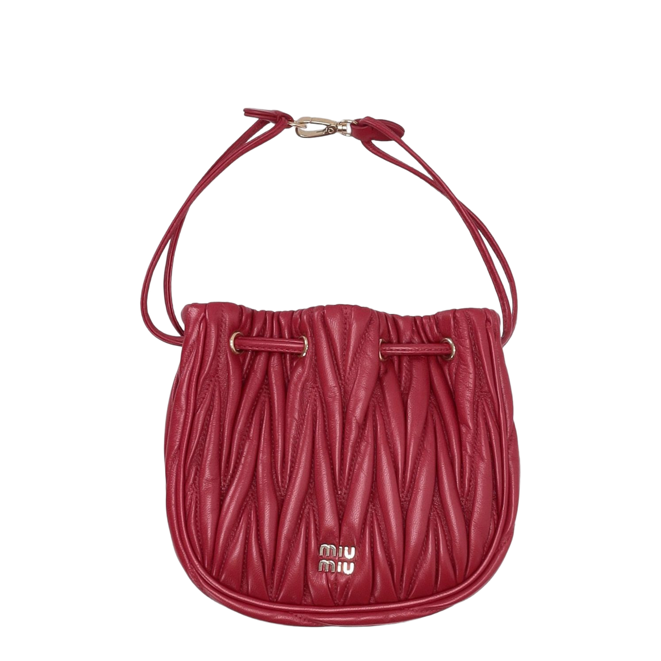Matelassé Nappa Leather Pouch - Rosso