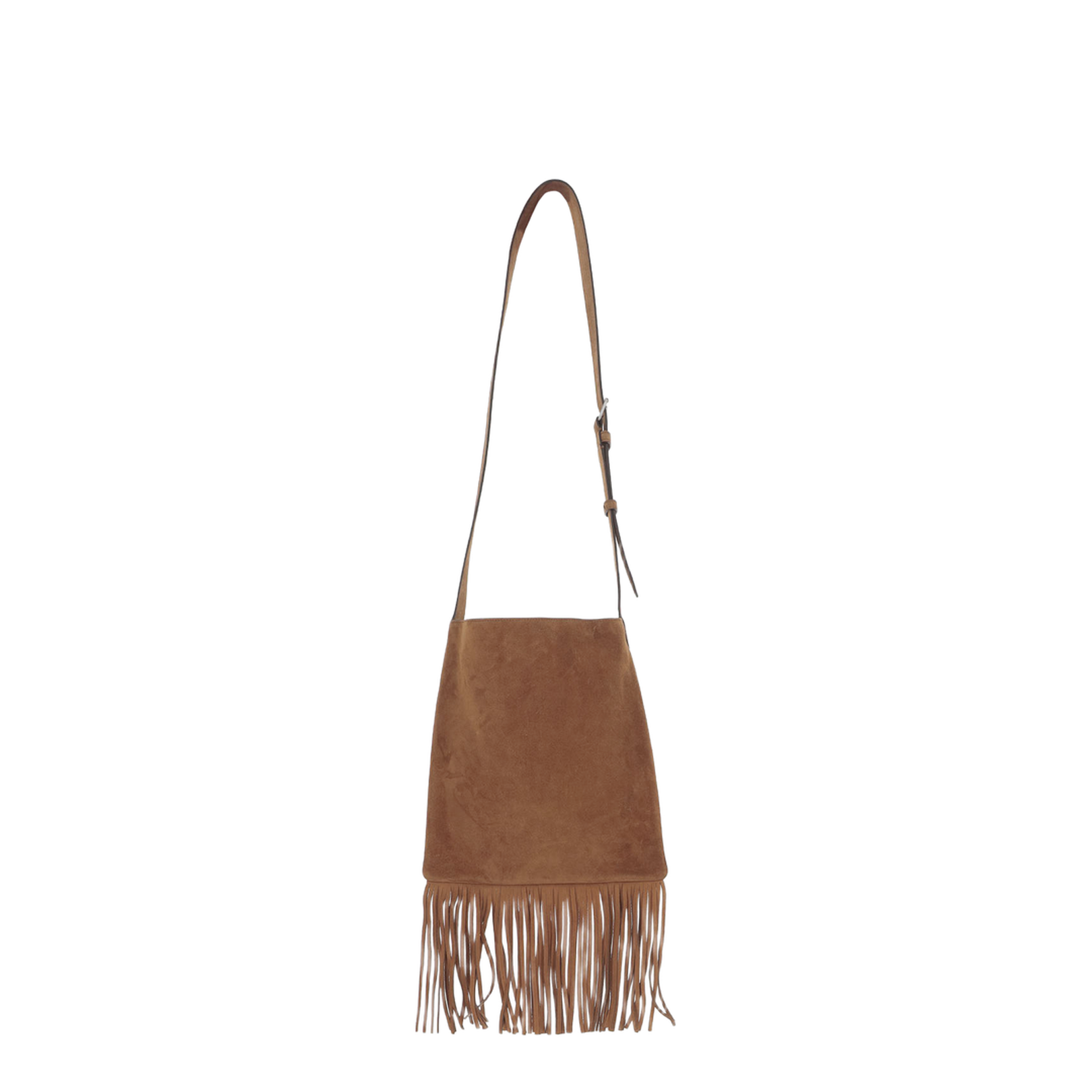 Brown suede crossbody bag