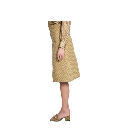 Cotton Canvas Fabric Skirt in Sand