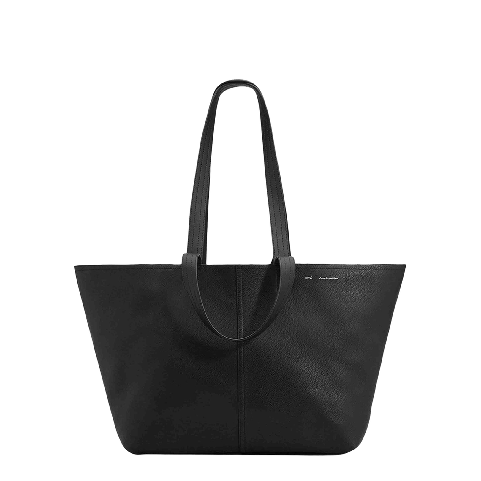 Black Leather Midi Tote Bag