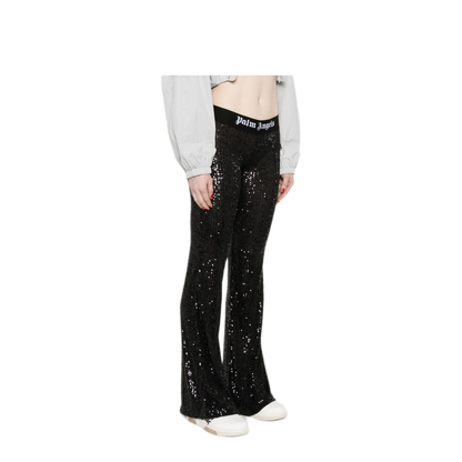 MAYFEYR - Palm Angels - Logo-Tape Sequins Flare Trousers - PWCA101F24FAB0031010