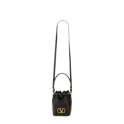 Black Nappa Leather Vlogo Signature Bucket Bag