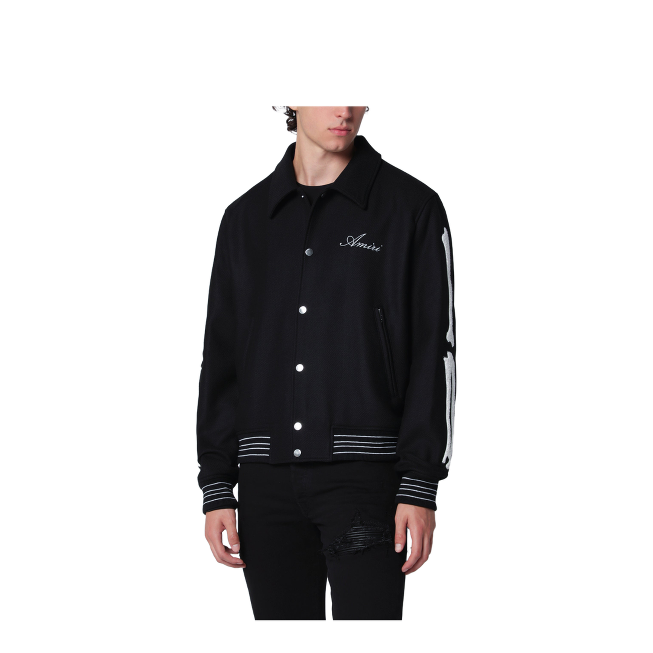 MAYFEYR - Amiri - Black Wool Blend Jacket With Logo - AMOUVY1007WE099