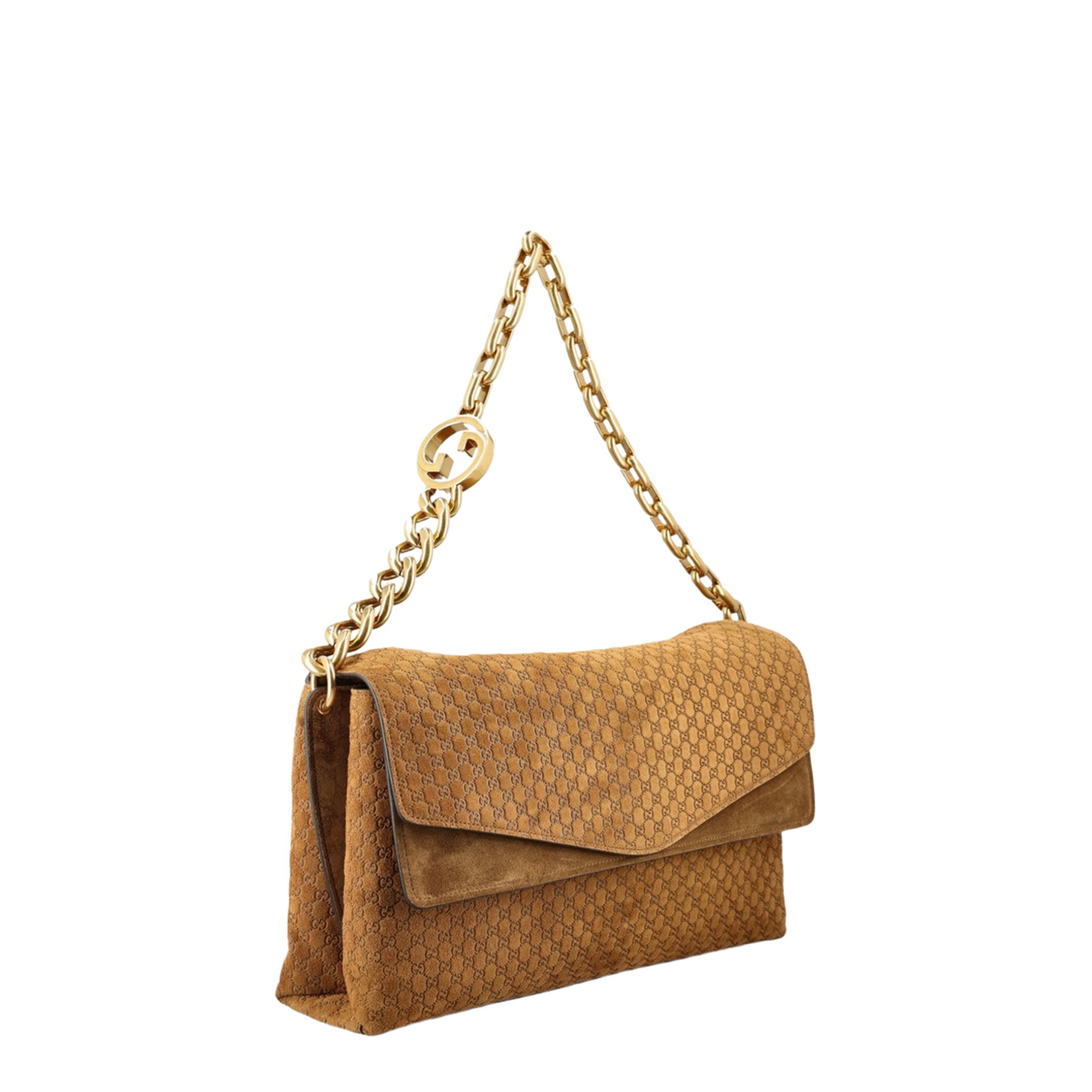Large Shoulder Bag GG Suede Brown