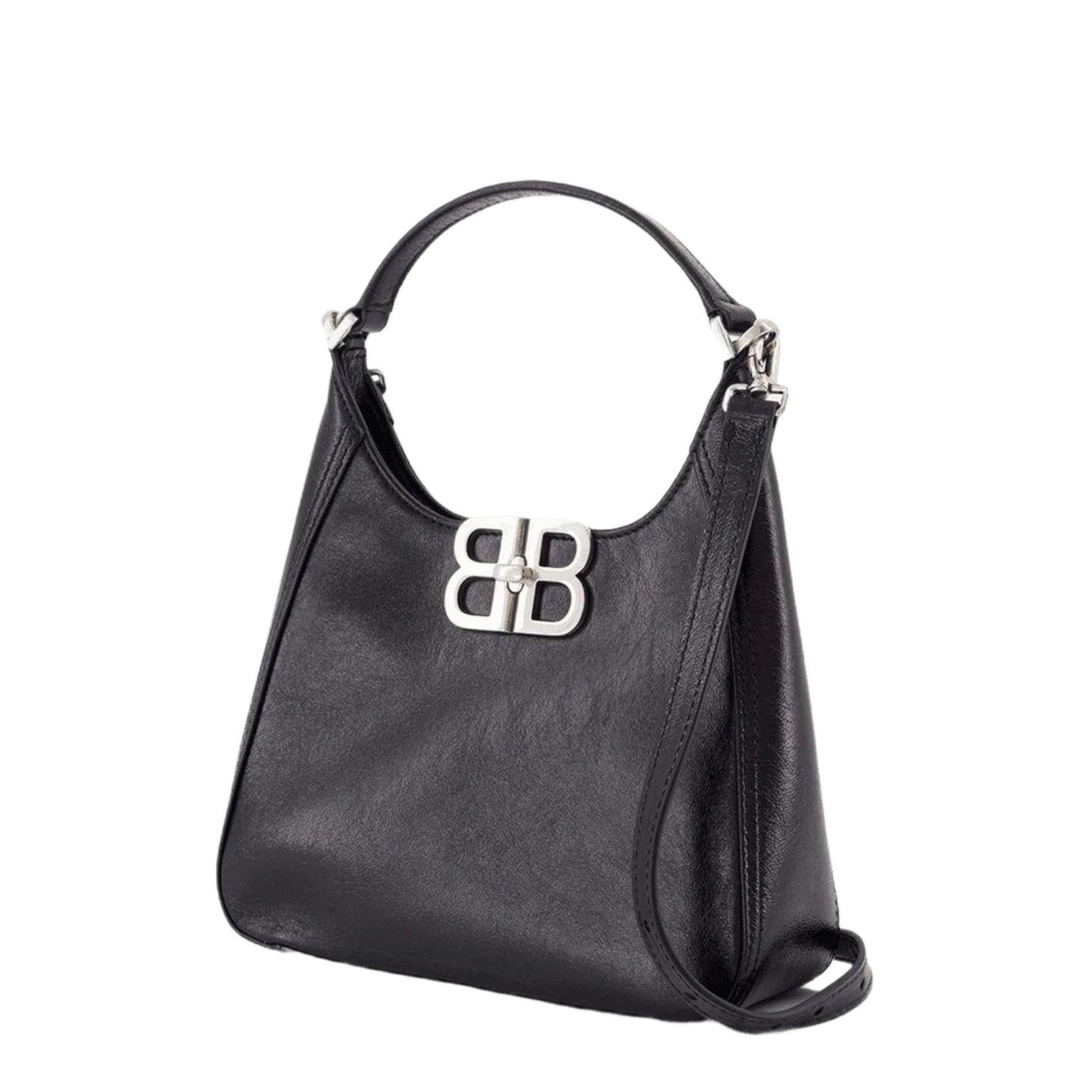 Black Leather BB Soft Bag