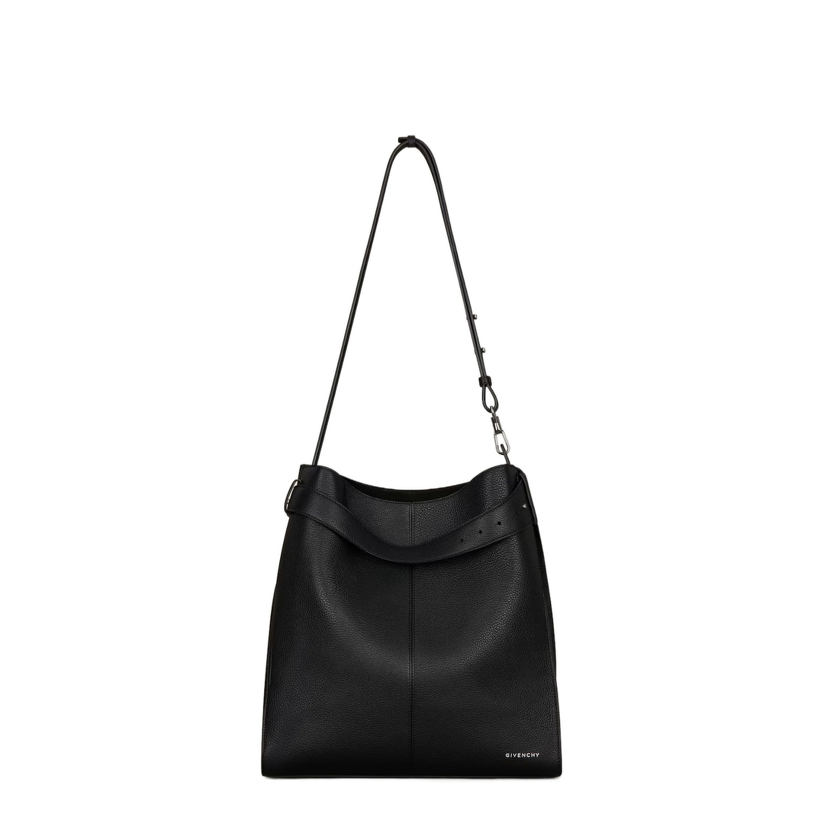 Medium Belted Hobo Bag in Grained Leather