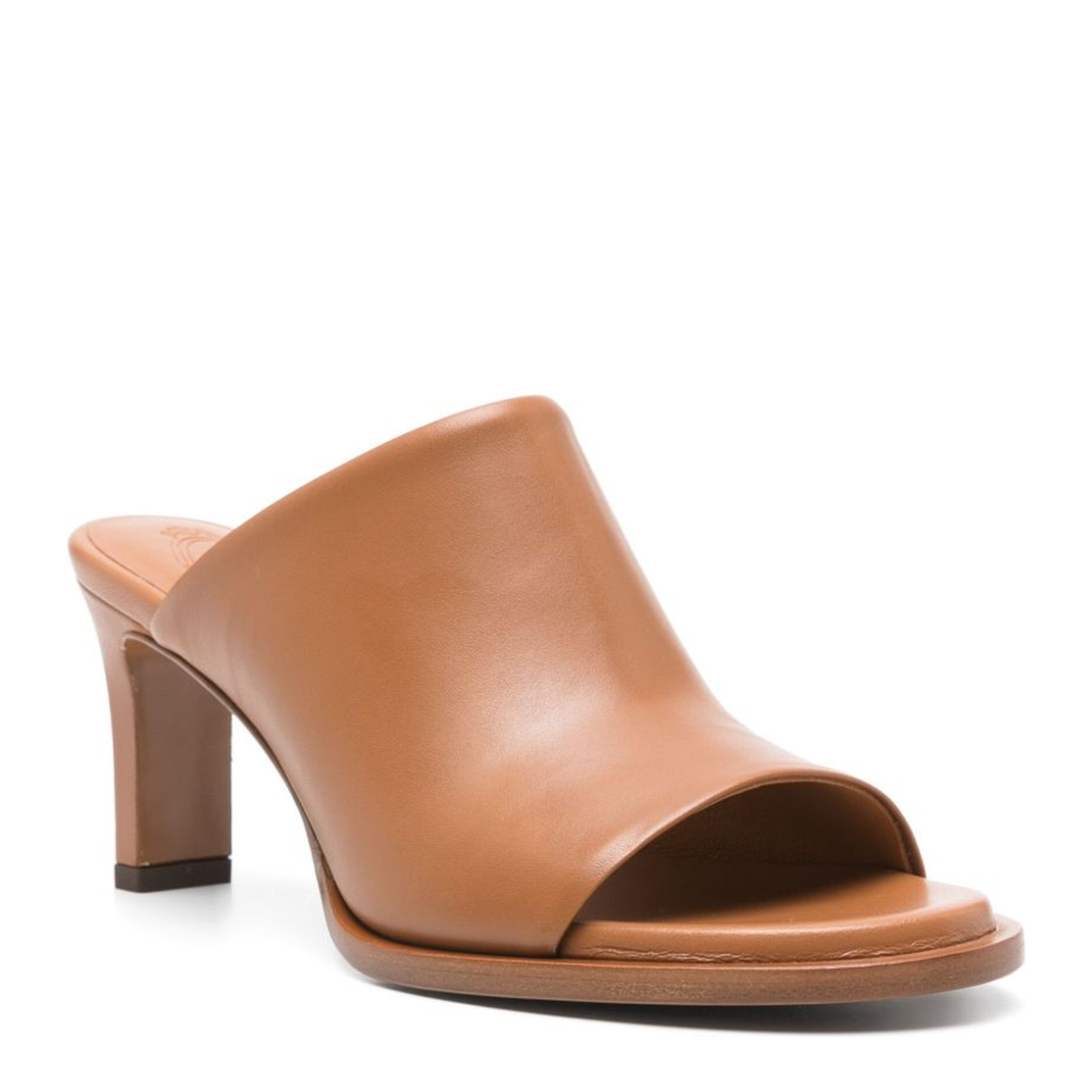Leather Brown Mid Heel Sandals