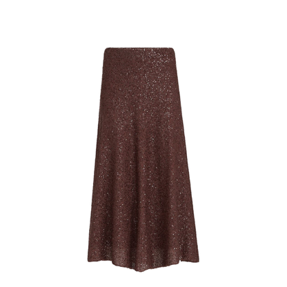 Mid Length A Line Skirt - Brown