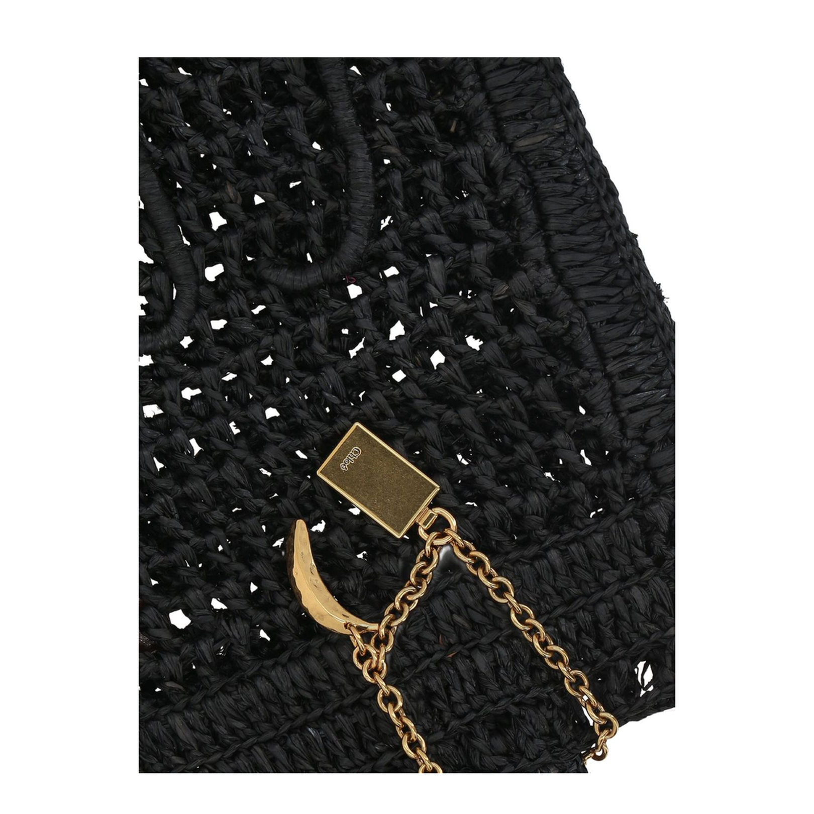 Summer Banana Tote Bag in Raffia in Black