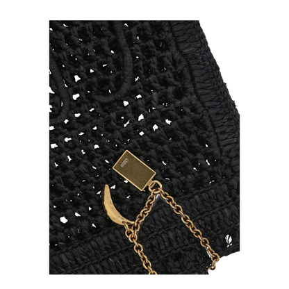 Summer Banana Tote Bag in Raffia in Black