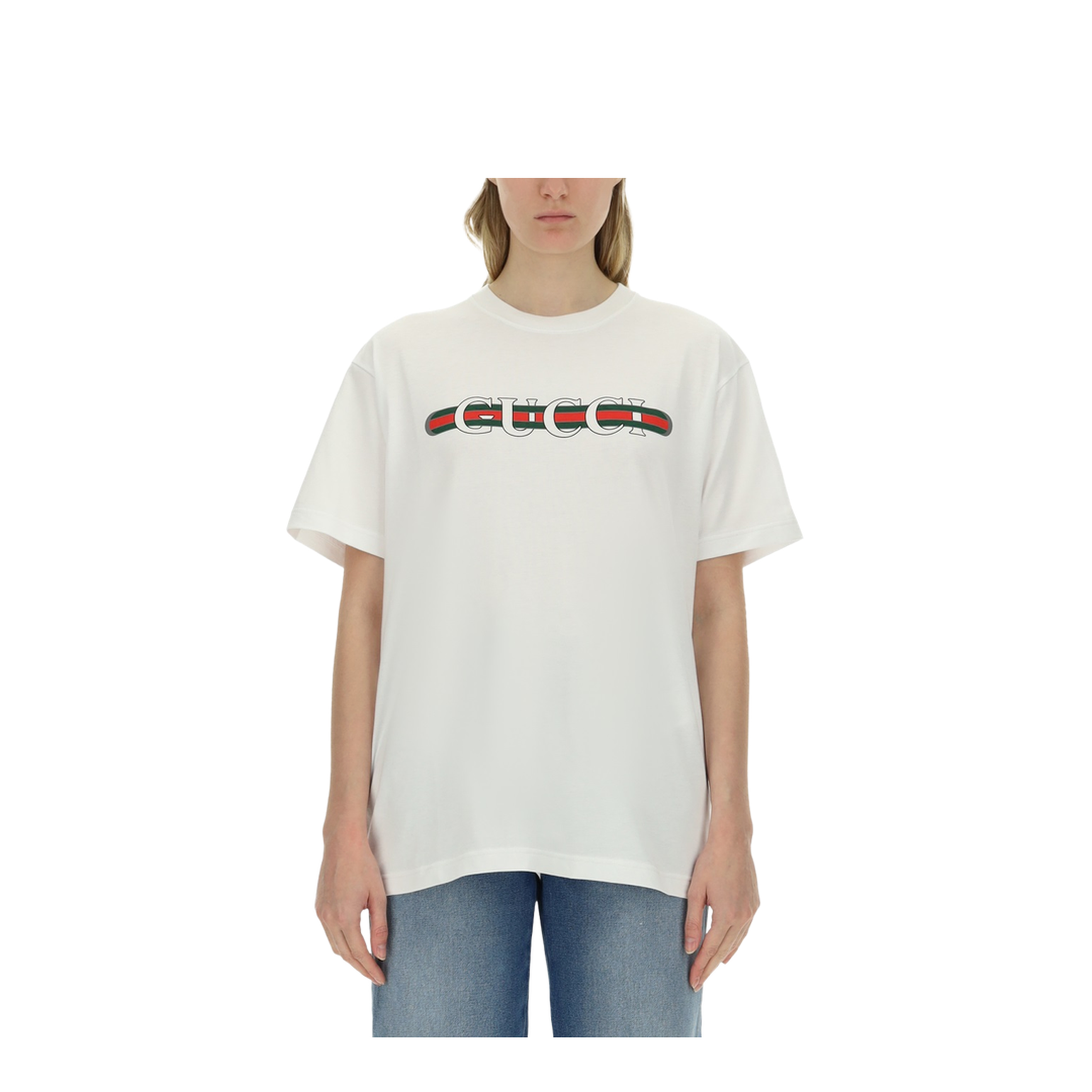 Printed Cotton Jersey T-Shirt in White
