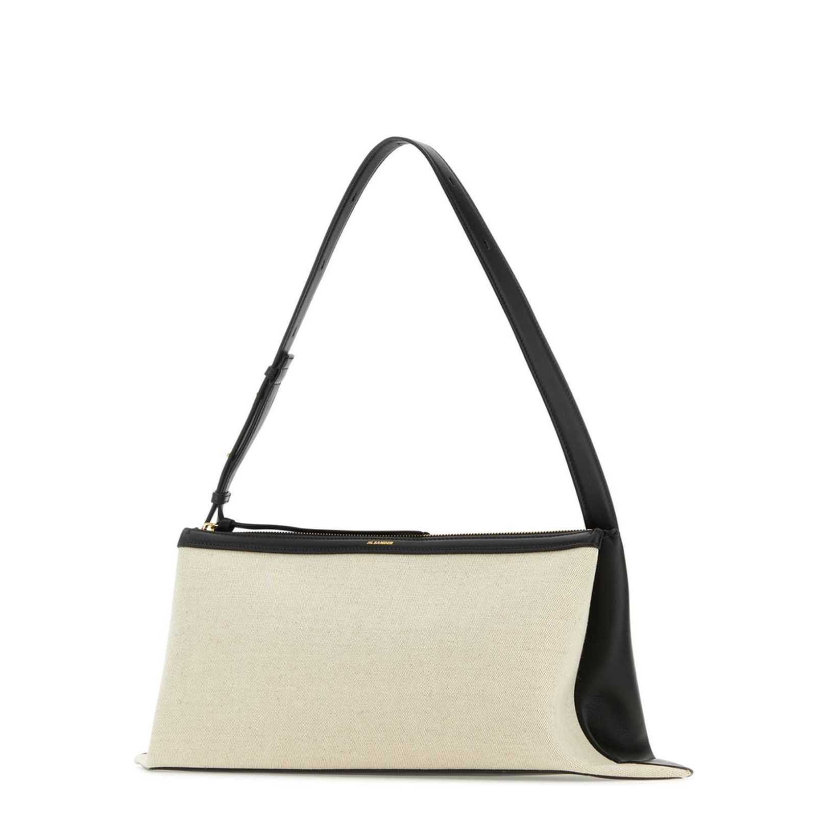 Two-Tone Canvas and Leather Medium Empire Shoulder Bag