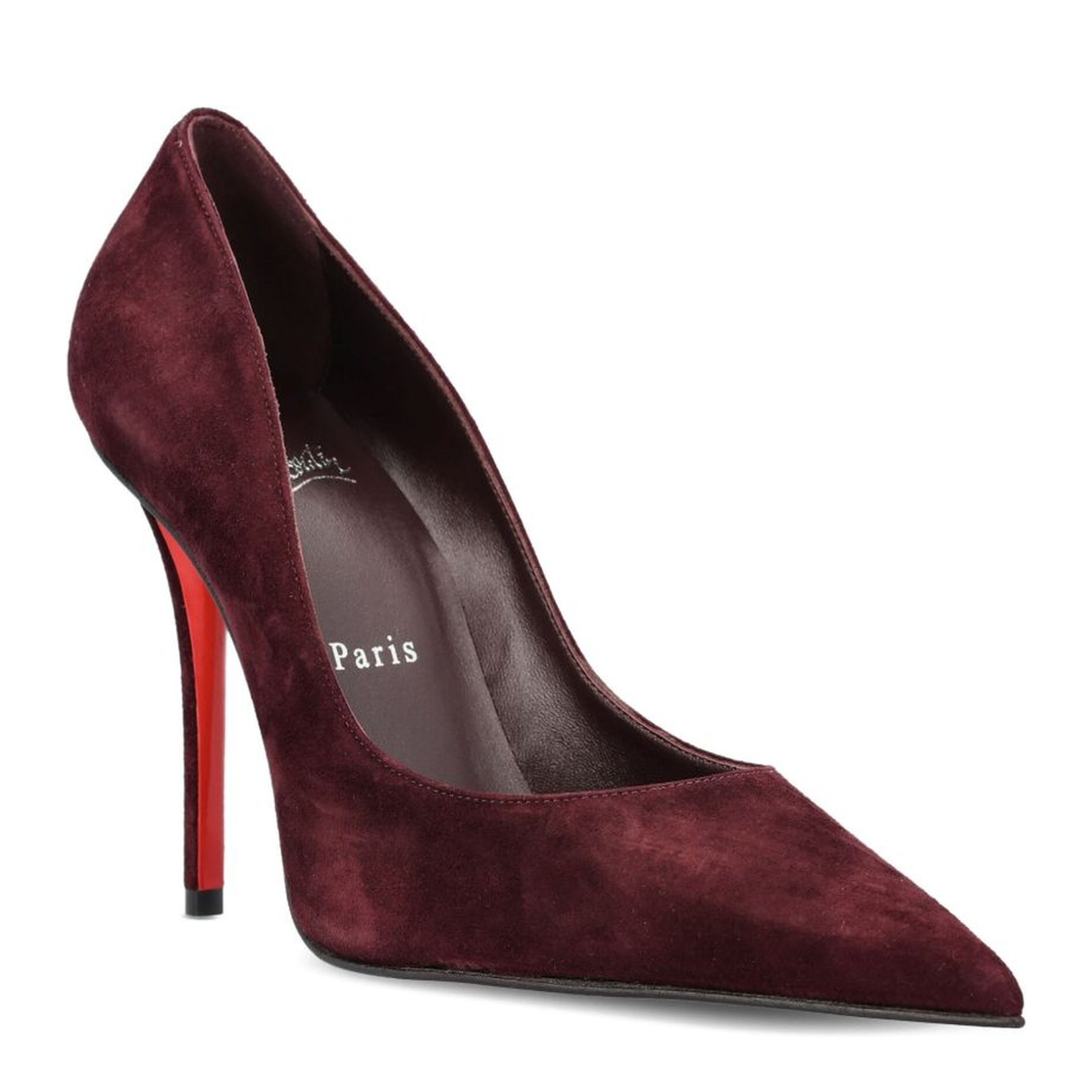 Dark Red Suede Upper Stiletto Heel Pointed Toe Leather Sole High Heel