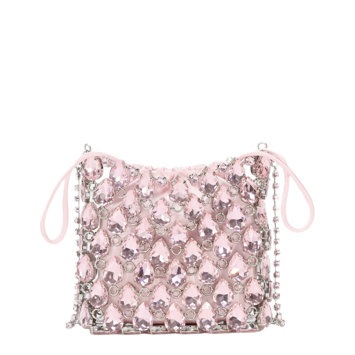 Mini Bag In Metallic Knit With Crystals
