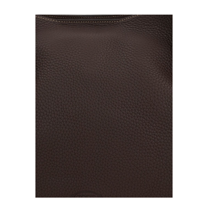 Chocolate Brown Leather Drawstring Closure Bag