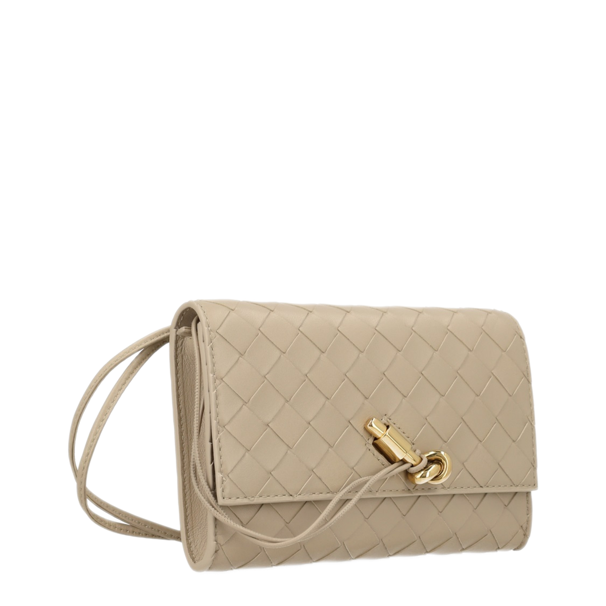 Andiamo Leather Pouch On Strap - Ecru