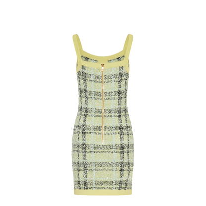 Embroidered Tweed Dress Yellow