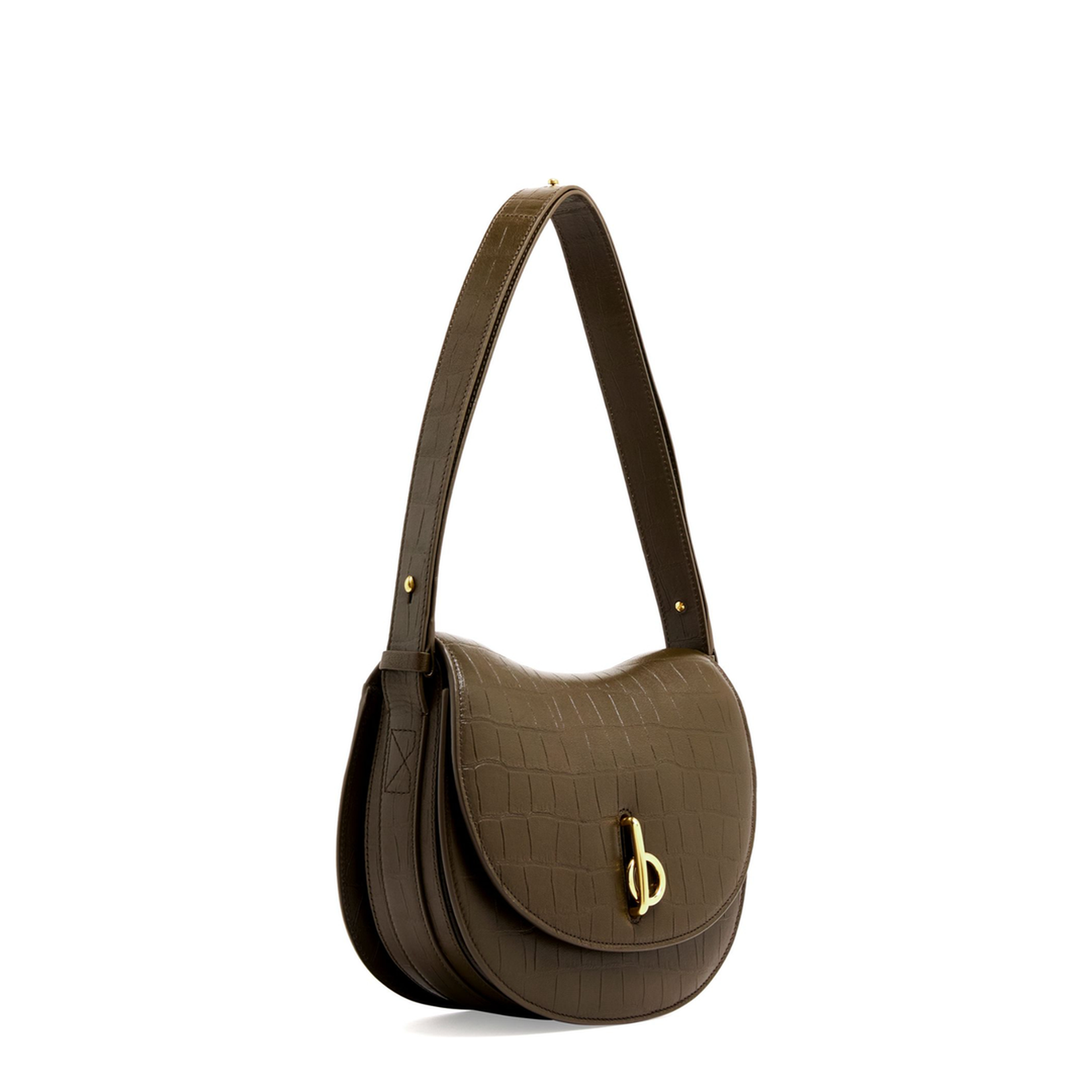 Flap Design Handbag with Gold Accents