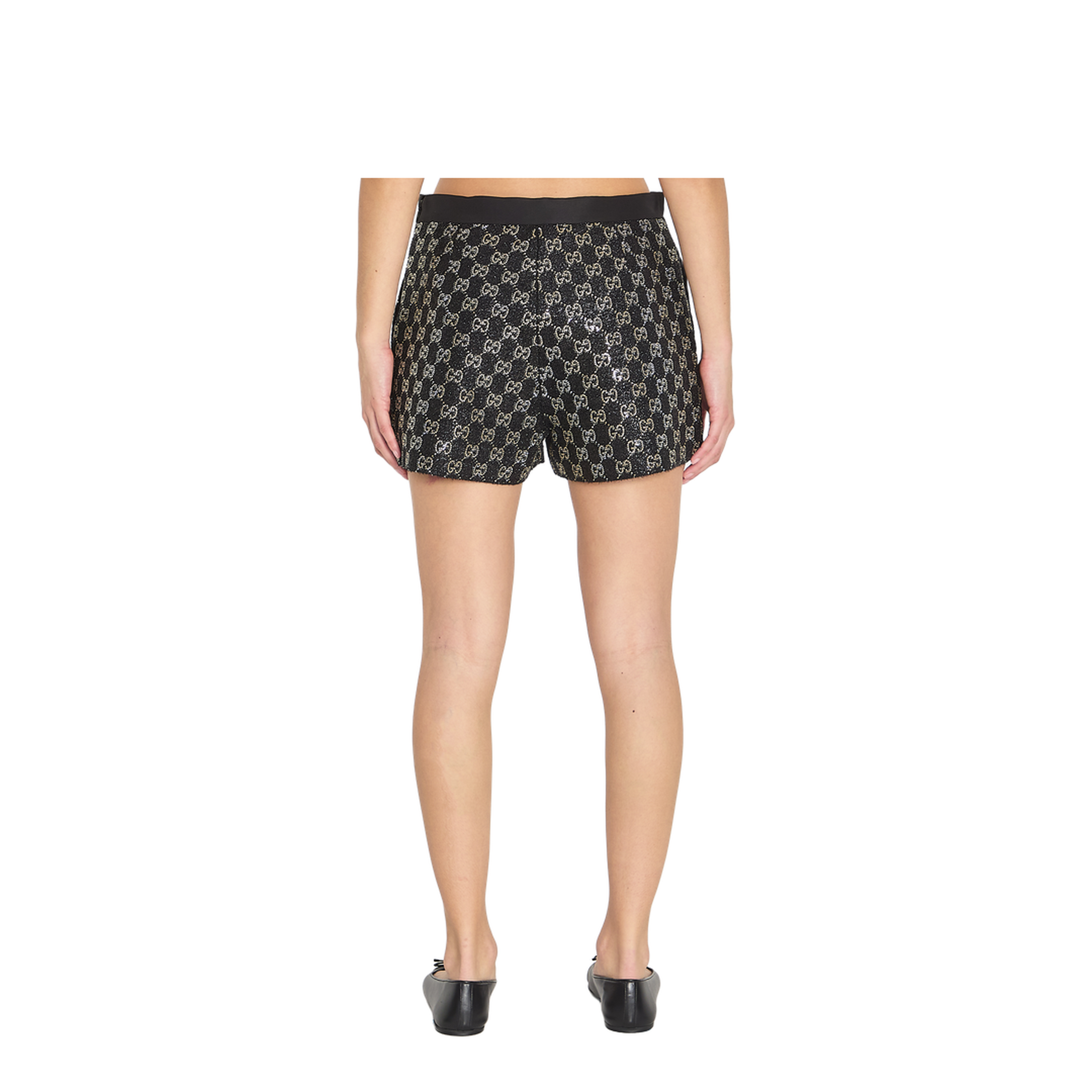 Embroidered Wool Tweed Lamé Shorts