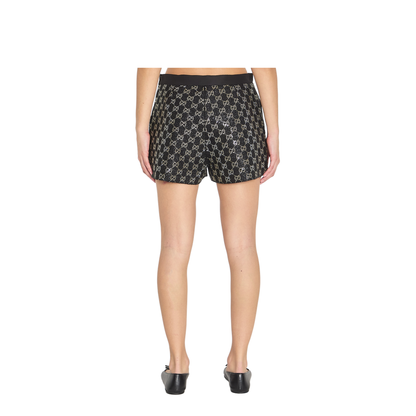 Embroidered Wool Tweed Lamé Shorts