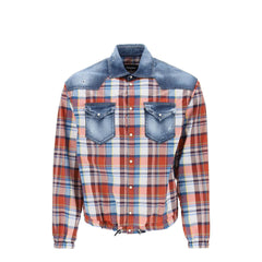 Dsquared2 plaid western shirt with denim inserts