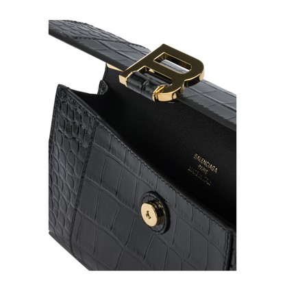 Hourglass Wallet on Chain Calf Leather - Black