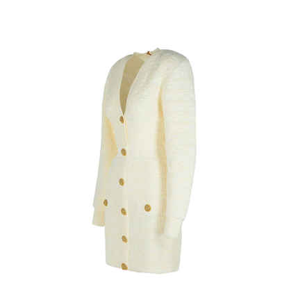 White Wool Blend Dress White