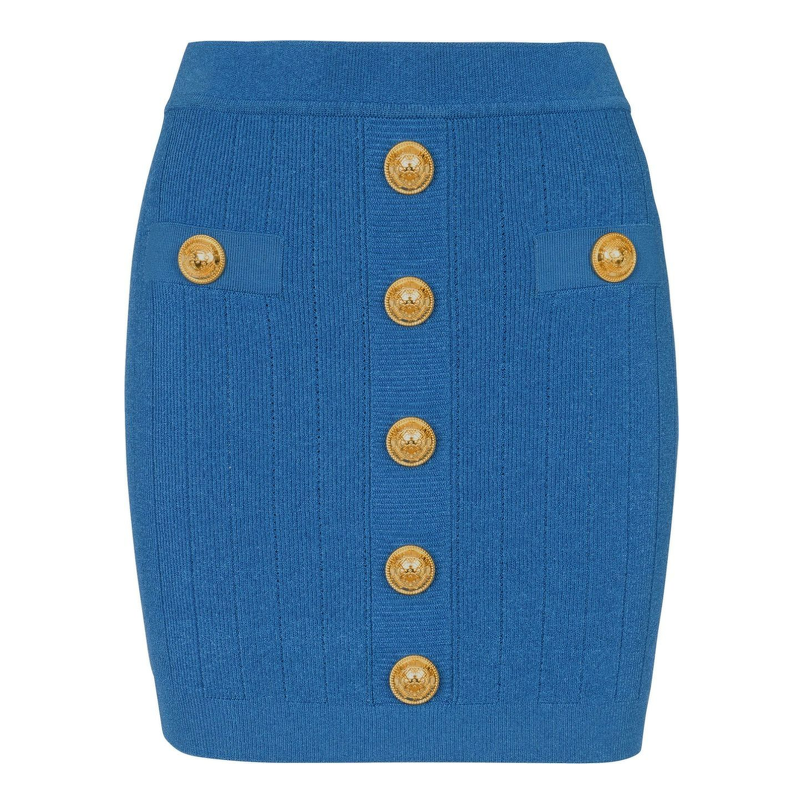 Buttoned Short Knit Pencil Skirt
