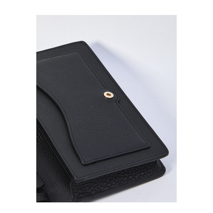 Wallet on chain in black leather