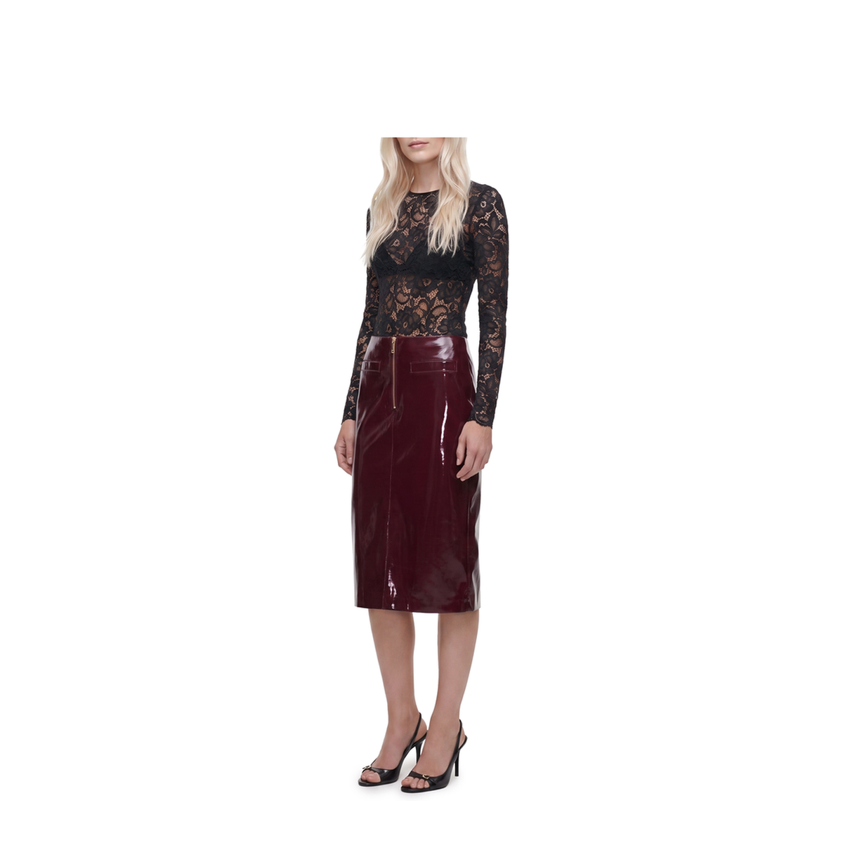 MAYFEYR - Self Portrait - Purple Faux Leather Midi Skirt - AW26080MSKPU