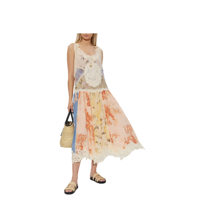 Dress with lace inserts