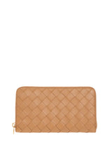 Intrecciato Zipped Long Wallet, Gold Hardware