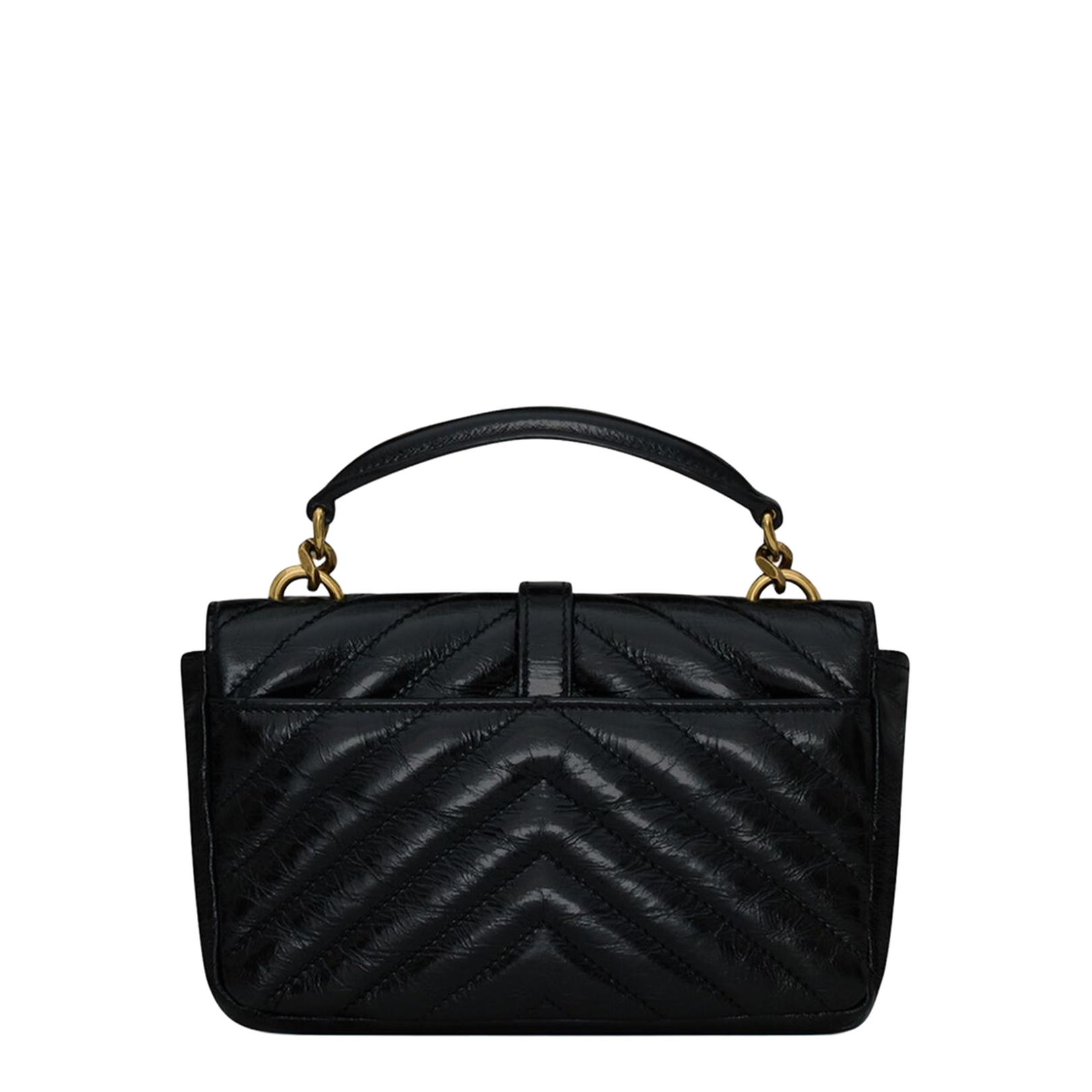 Black Leather Mini College Handbag