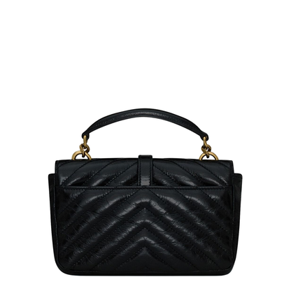 Black Leather Mini College Handbag