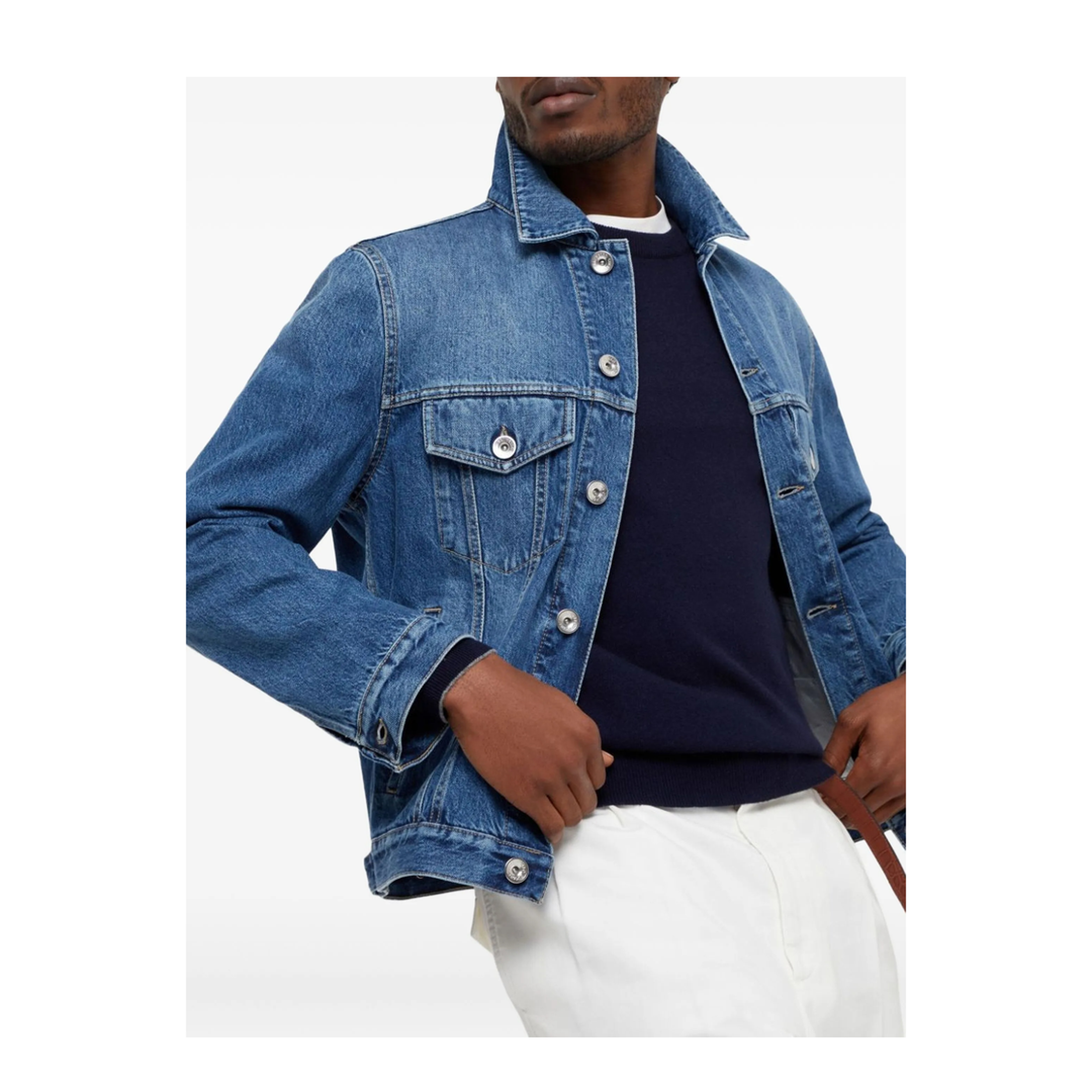 Ribbed Edges Detail Cashmere Crew Neck