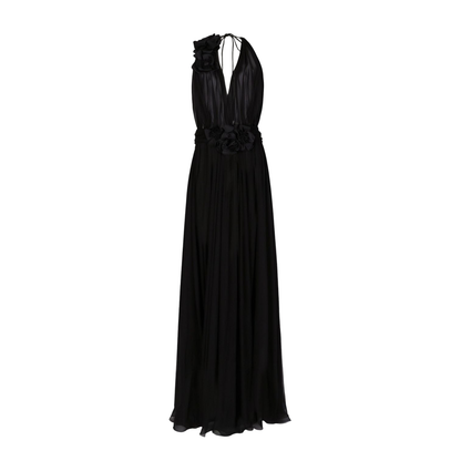 Elegant Floral Detail Pleated Dress