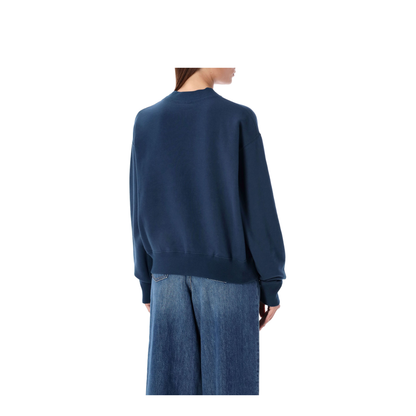 Mock-neck logo sweater in cotton fleece