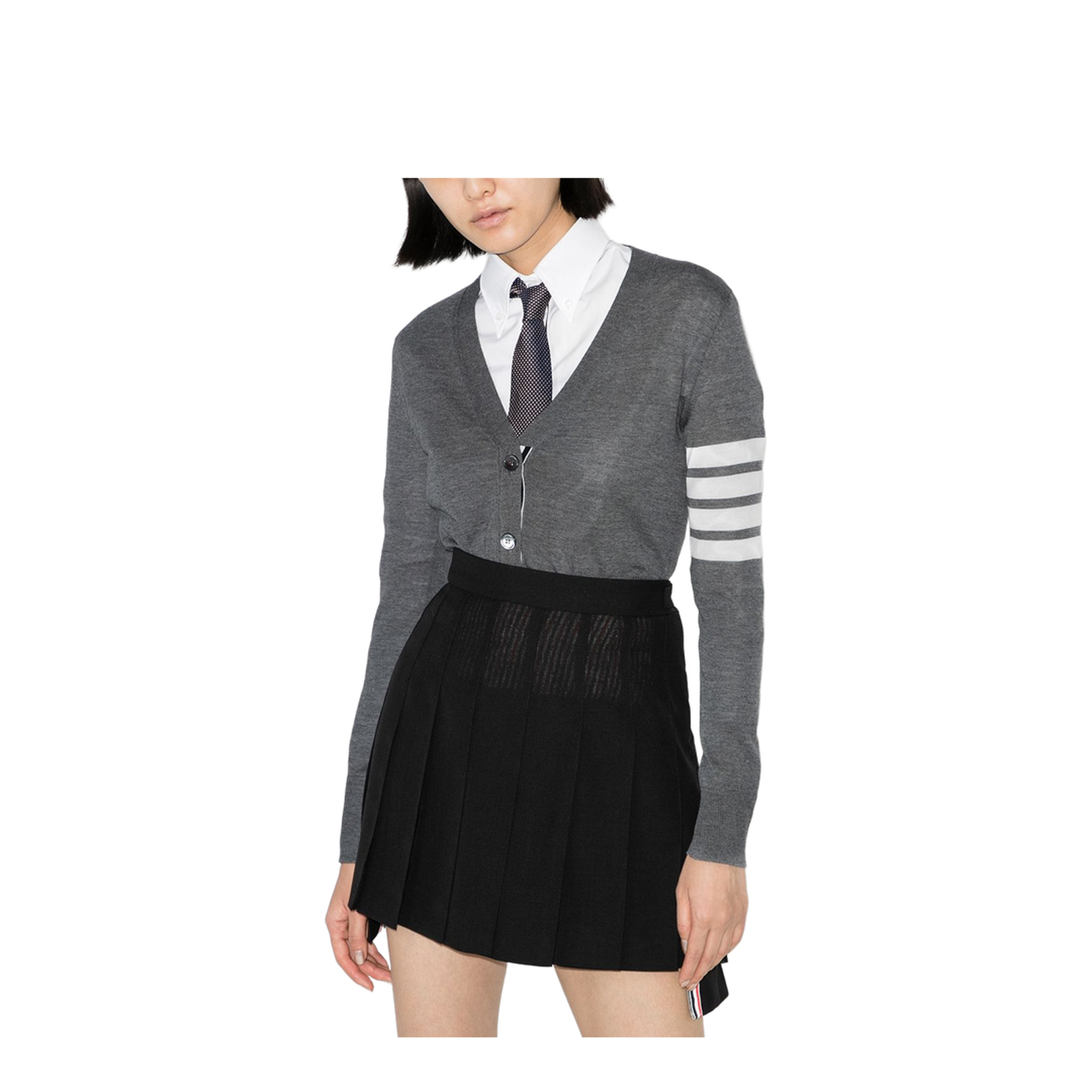Wool 4 Bar V Neck Cardigan
