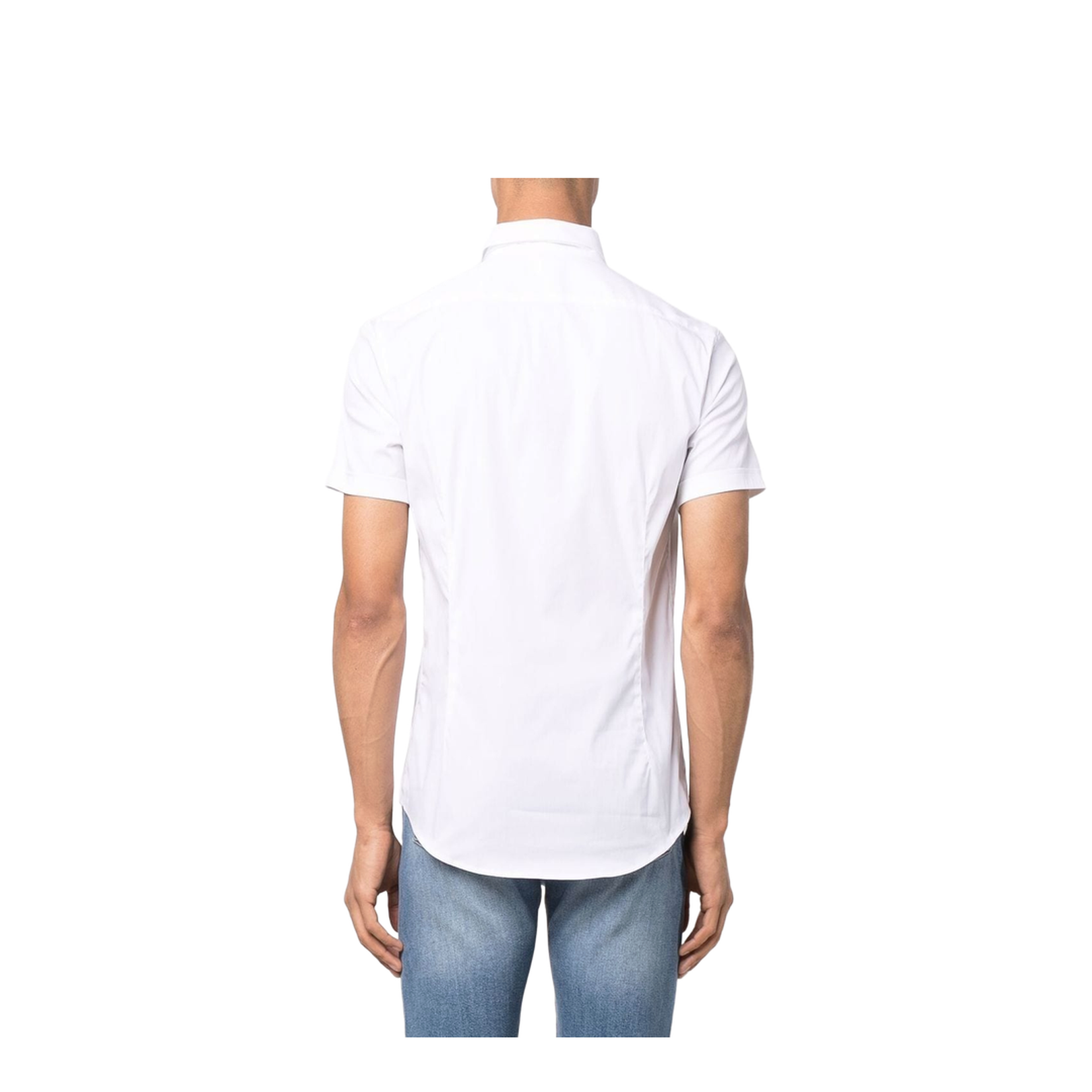 Cotton Shirt - White - Classic Collar Button Short