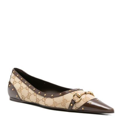 MAYFEYR - Gucci - Savoy Ballerina In Sand And Brown Gg Canvas - 875050FAF7F9649