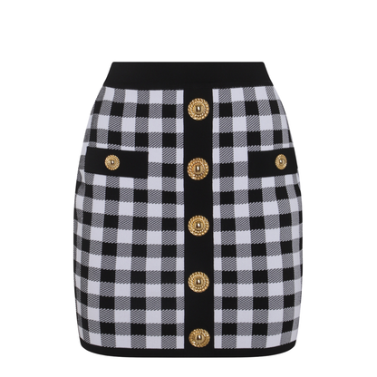 Logo Button Vichy Skirt